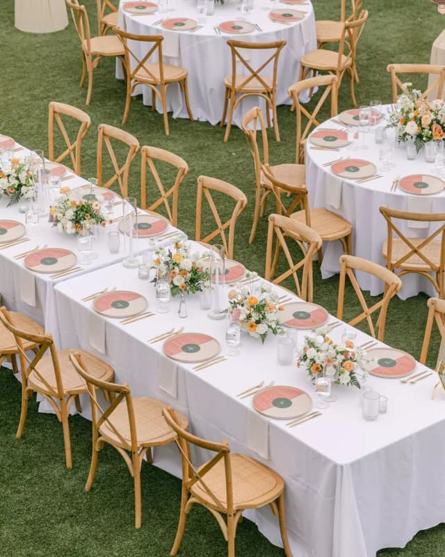 Cross back chairs at a rustic wedding Cross back chairs at a rustic wedding